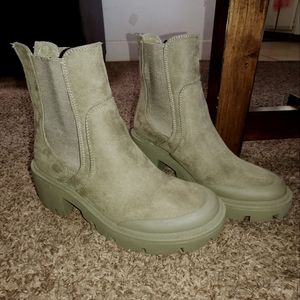 Espirit Olive Green Platform Boots